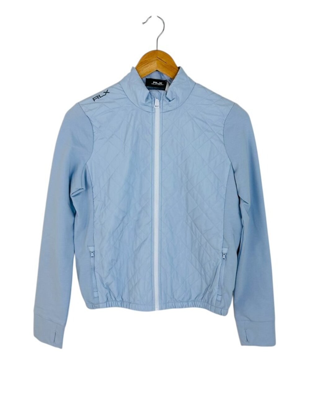 RLX Ralph Lauren Girl's Size XL 16 Quilted Zip Front Oxford Blue Jacket NEW